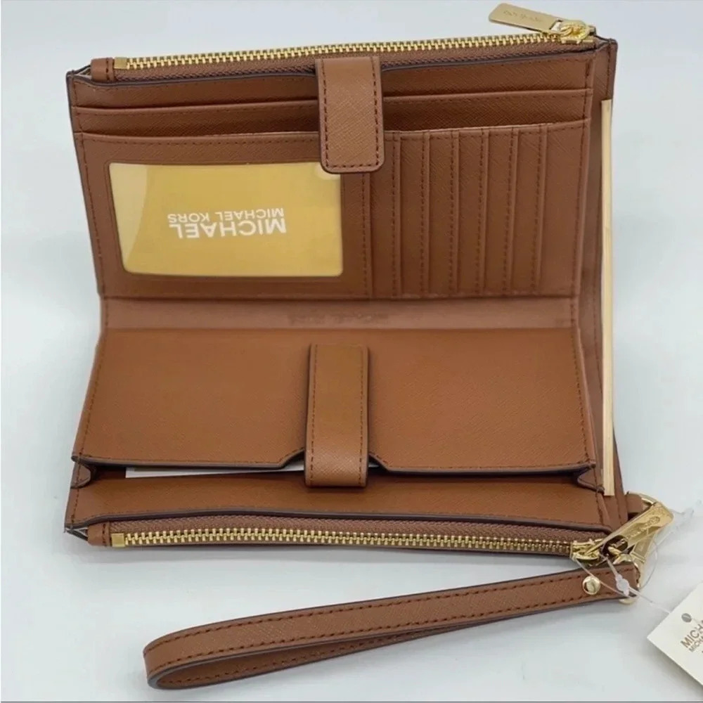 Michael Kors Double Zip Wallet Wristlet Brown/Gold (NWT) - Picture 5 of 11